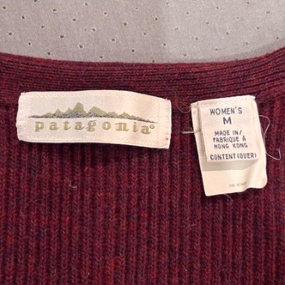 Vintage Patagonia 100% Wool Maroon Cardigan-MED - Picture 10 of 10